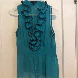 Blue blouse with ruffles